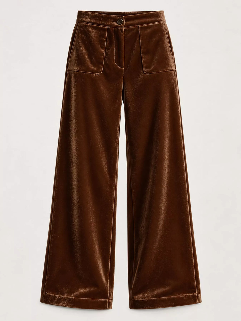 Plus size high-waisted velvet wide-leg pants with pockets, stylish and comfortable trendy pants for women.