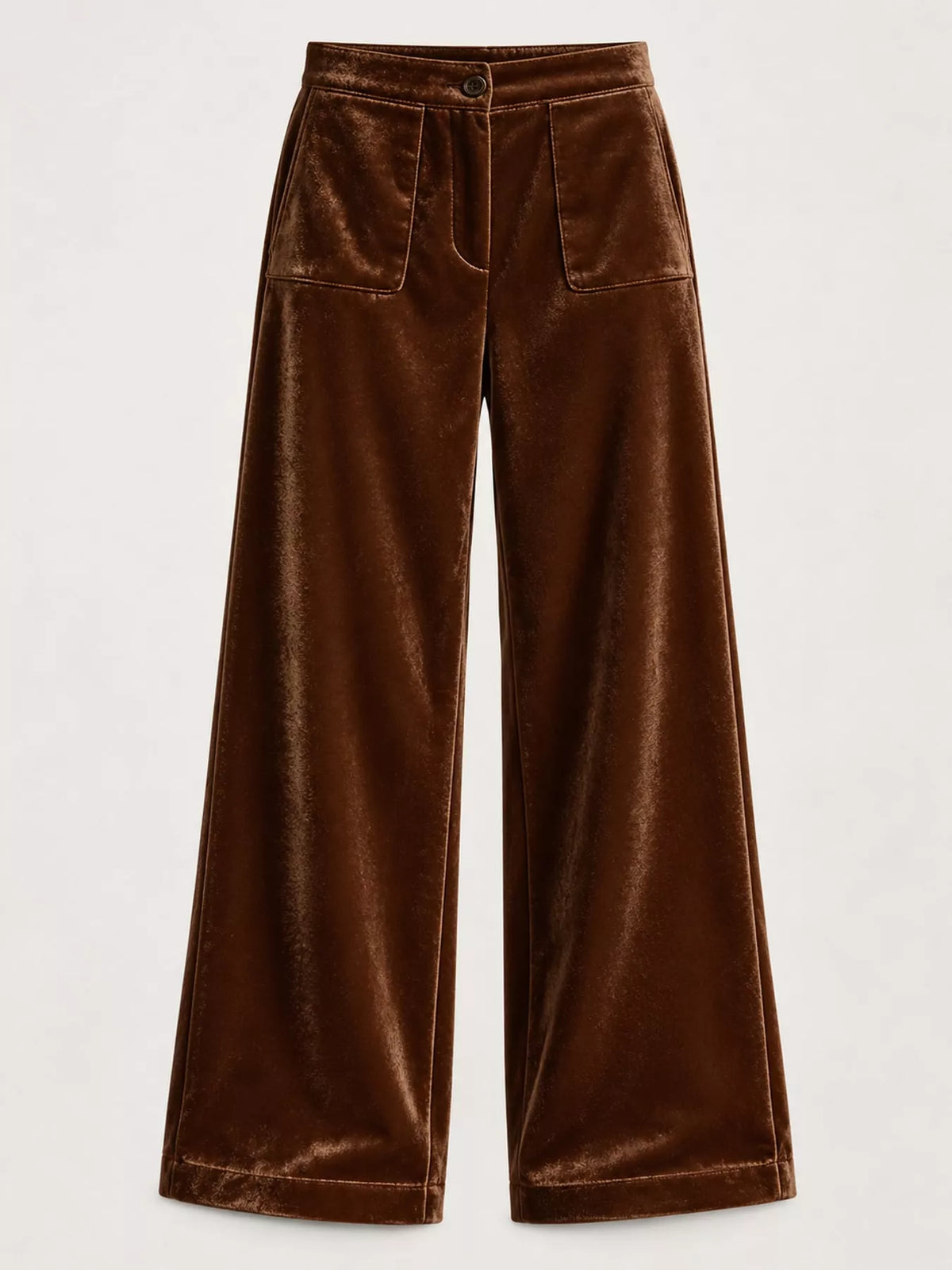 Plus size high-waisted velvet wide-leg pants with pockets, stylish and comfortable trendy pants for women.