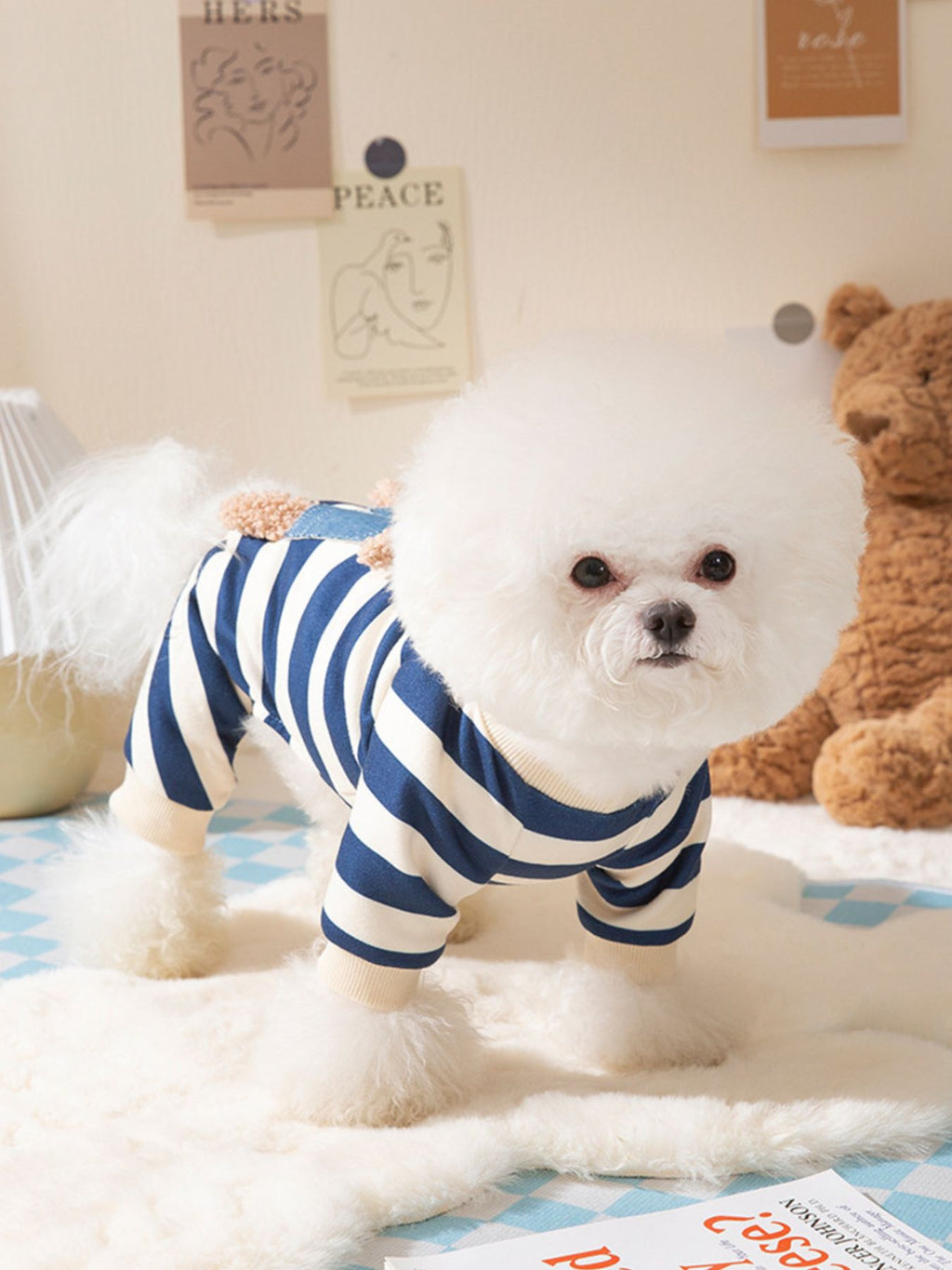 Printed pet jumpsuit from Trendsi, featuring colorful design and comfortable fit for small animals or pets.