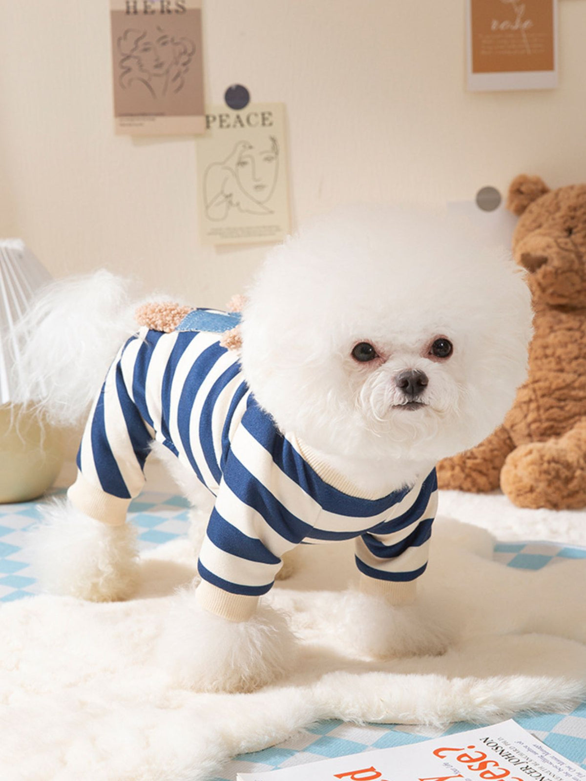 Printed pet jumpsuit from Trendsi, featuring colorful design and comfortable fit for small animals or pets.