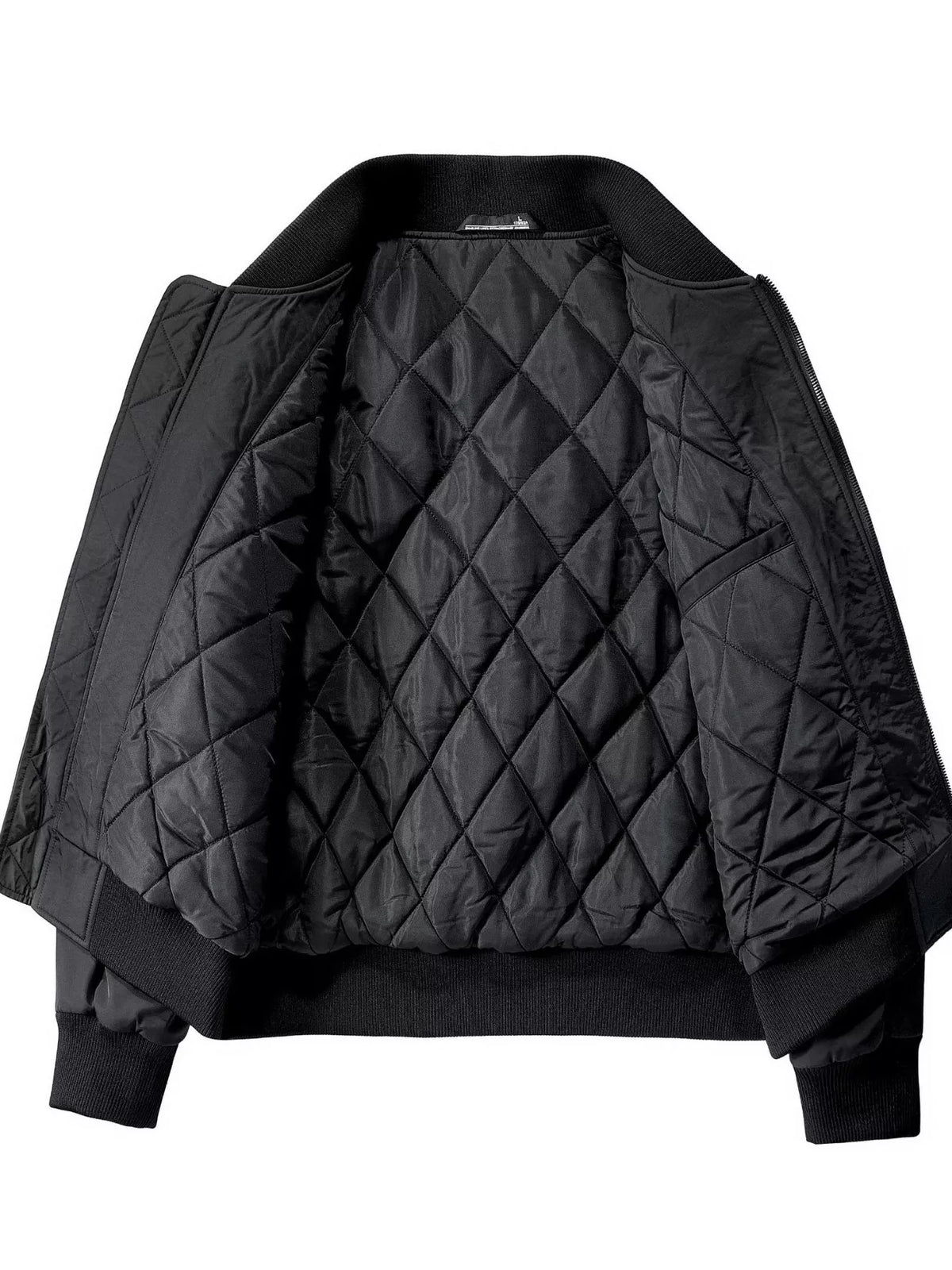 Men's plus size classic zip-up nylon bomber jacket, view 2