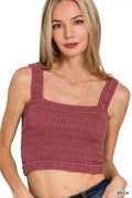 Zenana seamless Winkle Stone Washed bra top in soft fabric, designed for comfort and a smooth fit, shown in a neutral color.