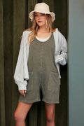 Trendsi Mittoshop low scoop neck tank romper in washed French terry fabric, featuring a relaxed fit and casual style.