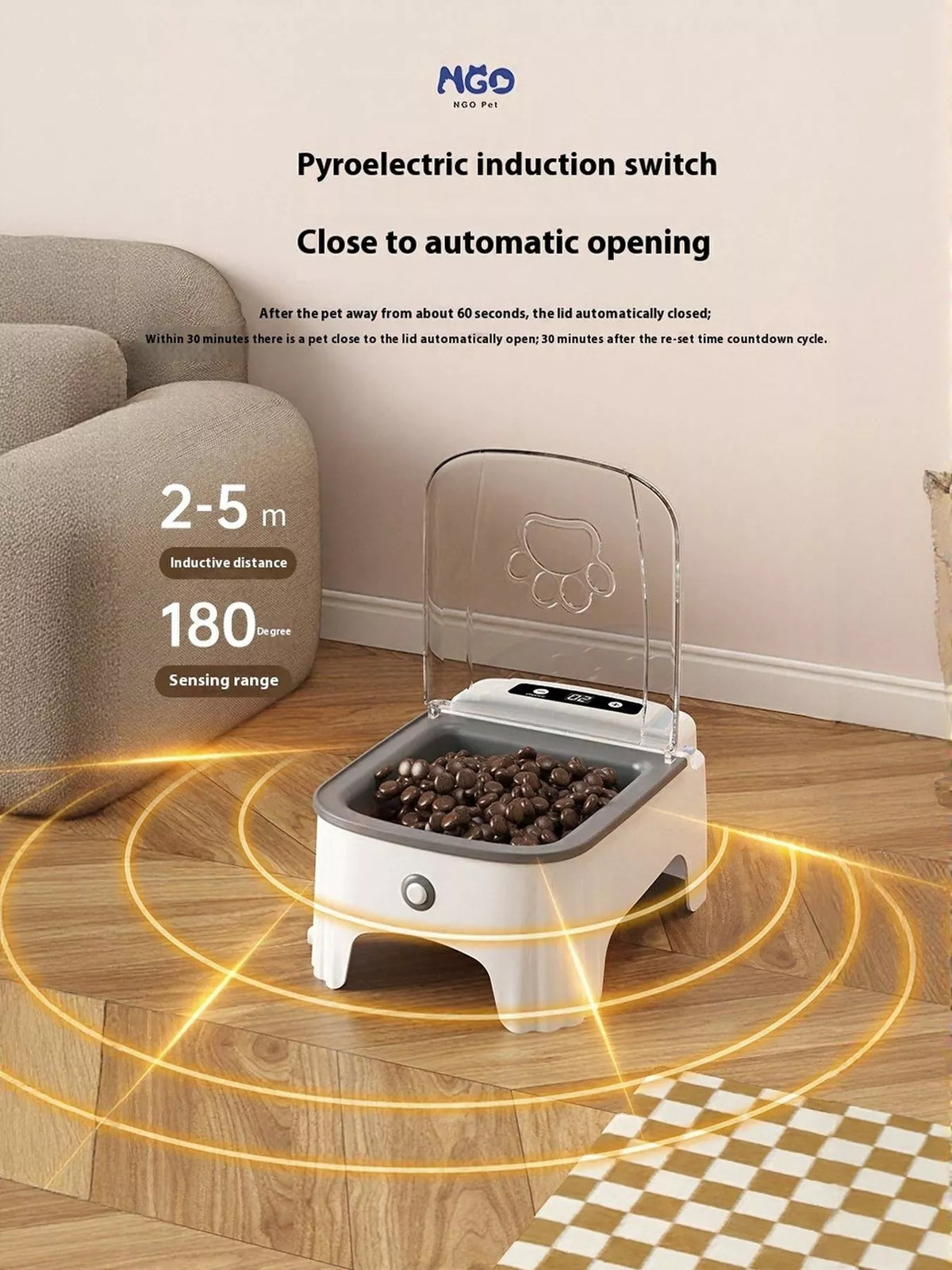 Automatic pet feeder with elevated bowl by Trendsi, featuring a sleek design and portion control for dogs and cats.