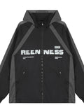 Men's hooded zip-up letter windbreaker jacket
