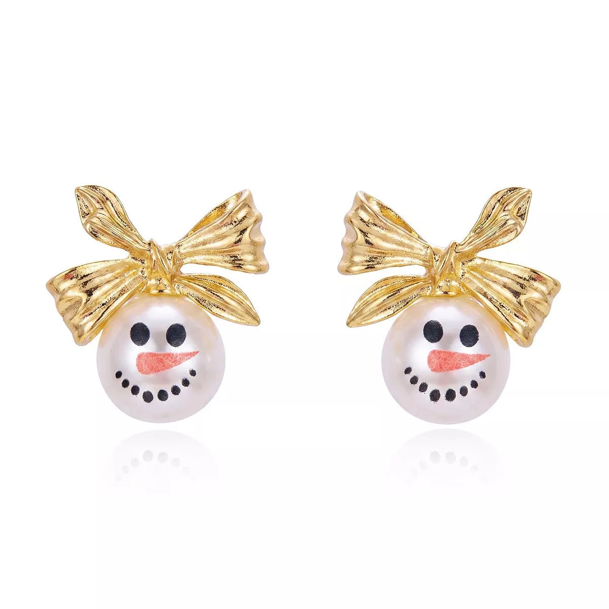 Christmas theme earrings with pearl and zircon, view 2