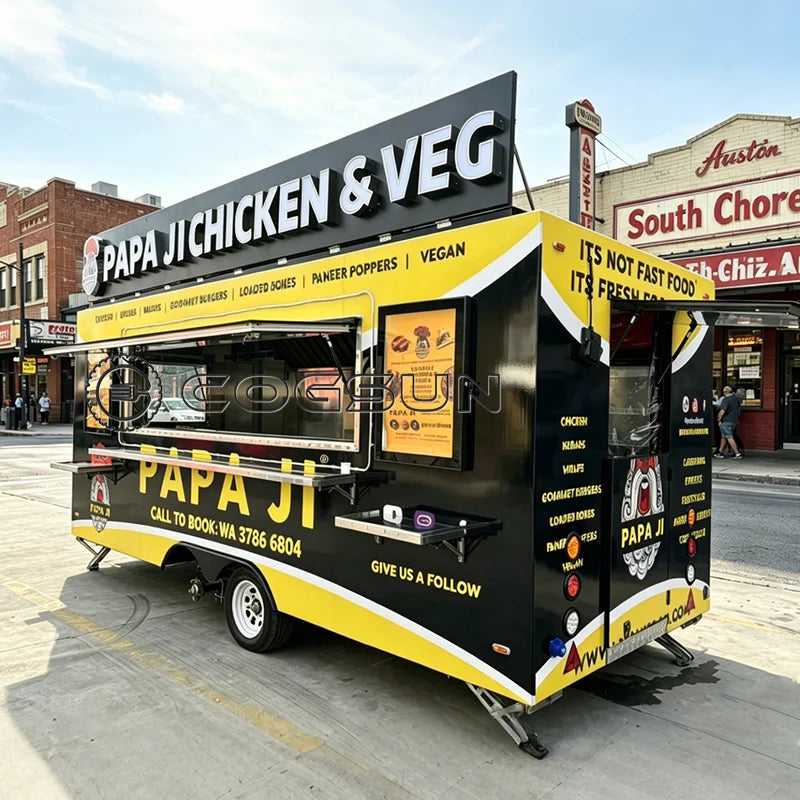 Remolque de comida móvil – Pollo frito, café y helados