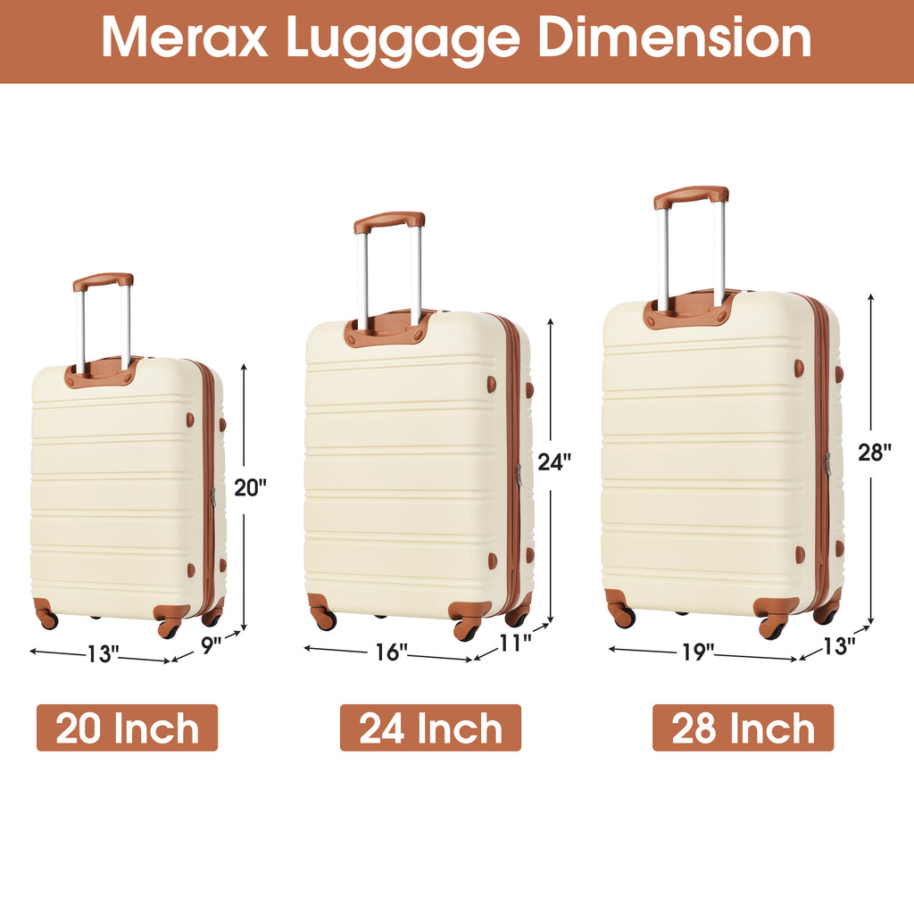 3-Piece Hardside Spinner Luggage Set with TSA Lock – Antique White