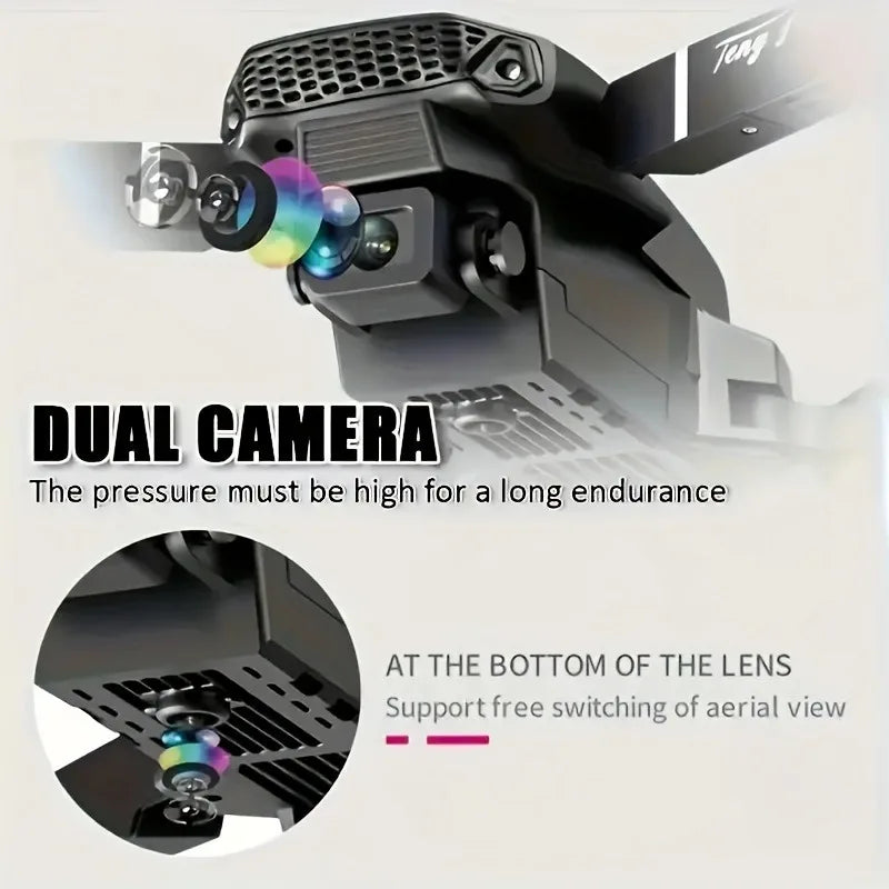 2025 Drone with Dual Cameras, No Phone Required, One-Key Takeoff and Return, Wi-Fi App Control, USB Charging