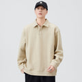 Casual Striped Textured Jacquard Long Sleeve POLO Collar Men's Sweatshirt eprolo