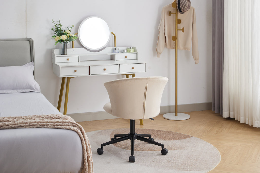 Camel Velvet-Style Swivel Office Chair