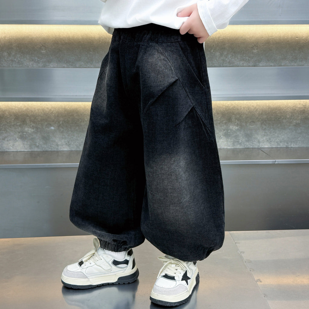 Boys' Black Loose-Fit Straight-Leg Jeans