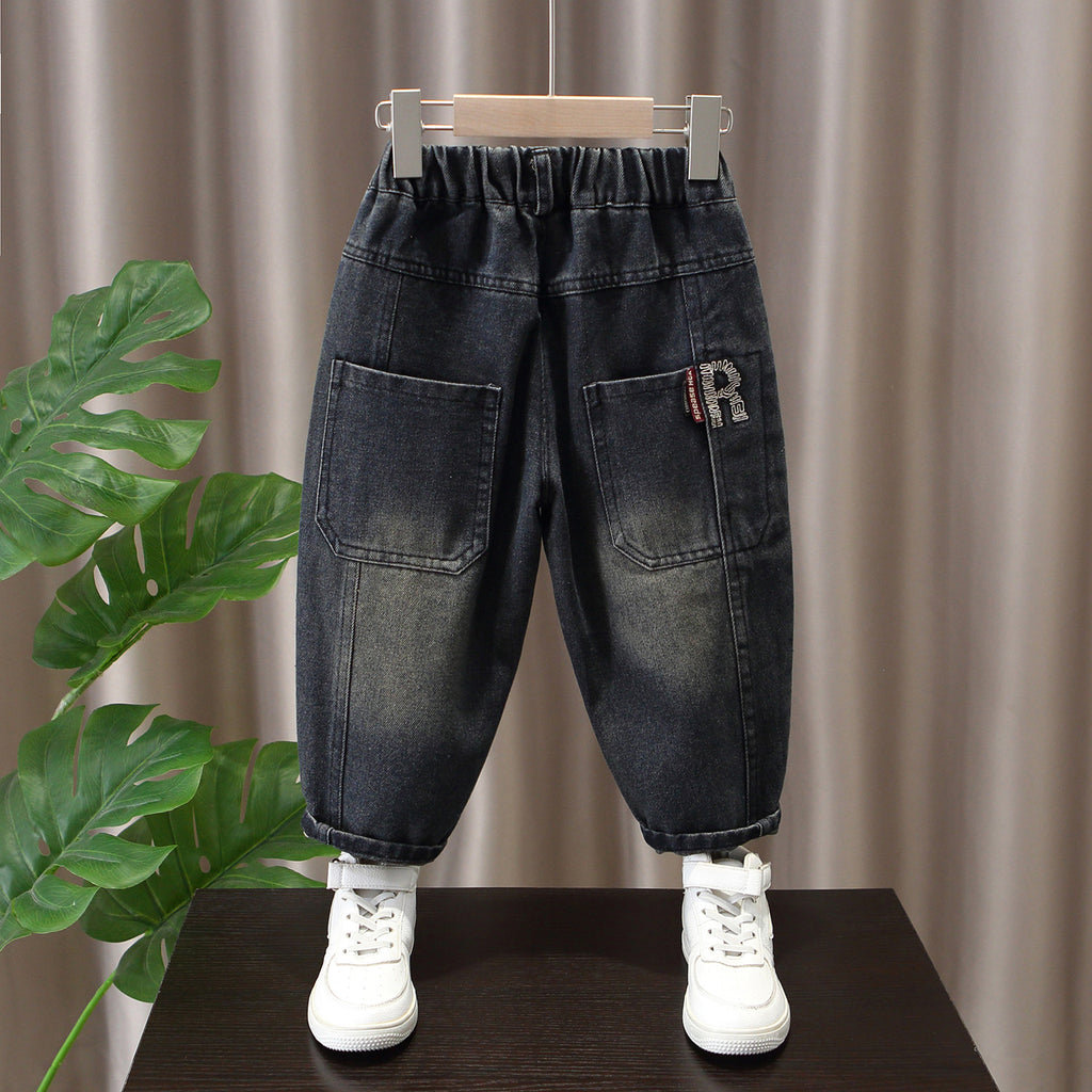 Boys' Dark Blue Straight-Leg Denim Pants