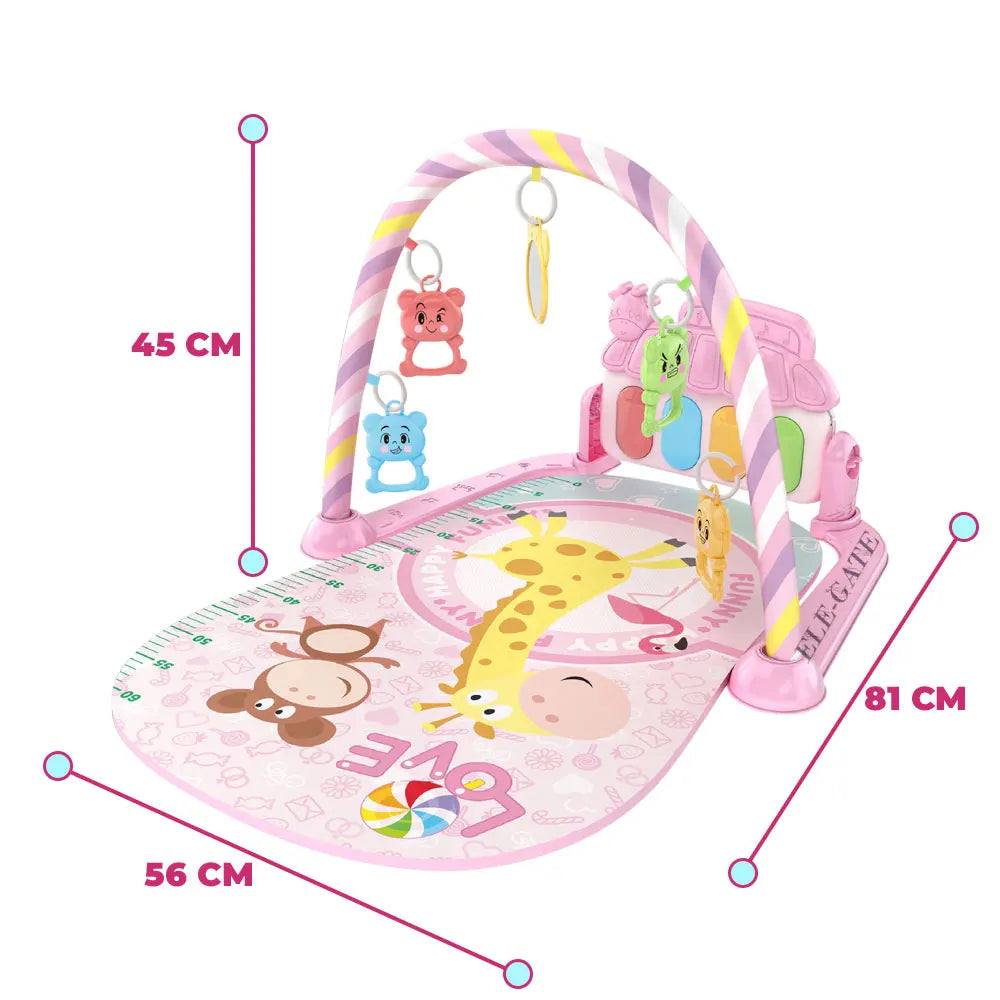 PULIGATK Pink Piano Musical Gym Mat 2cm Thick EVA Soft Educational Toy Unisex for Babies 0-24 Months Home Use