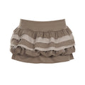Khaki Layered Bubble-Hem Mini Skirt