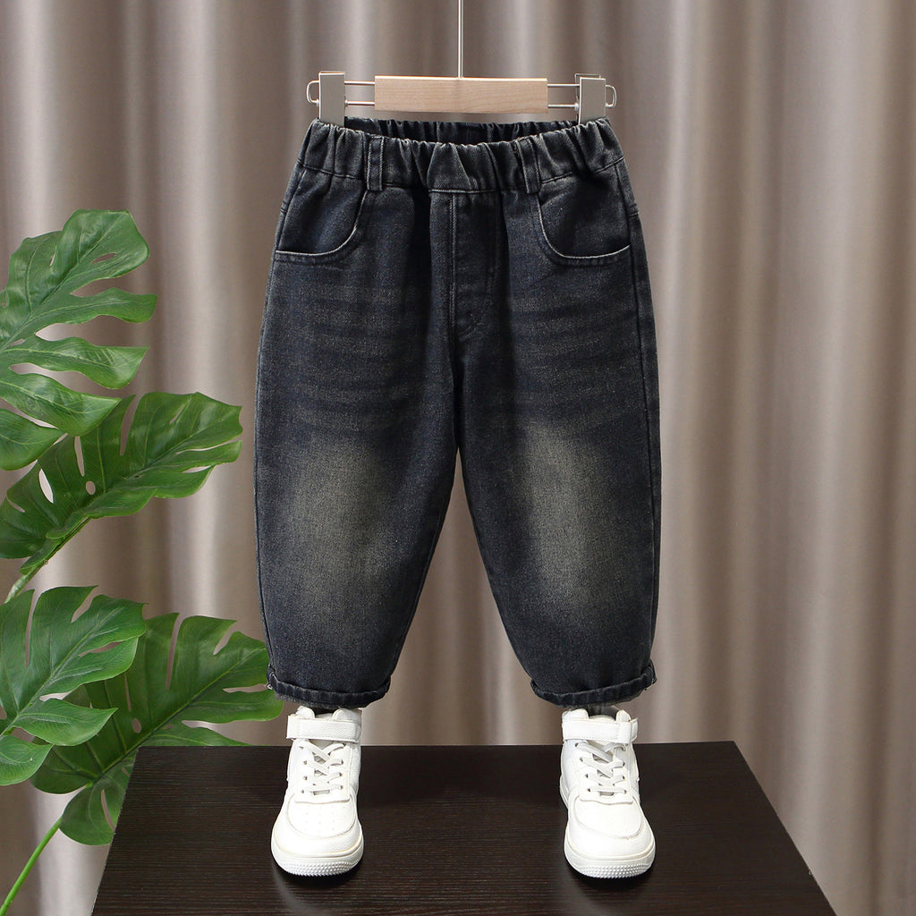 Boys' Dark Blue Straight-Leg Denim Pants