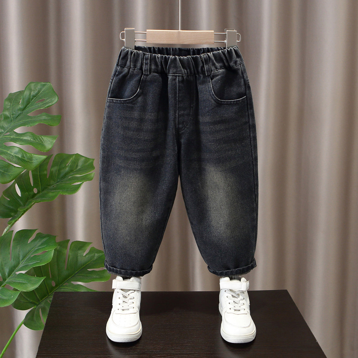 Boys' Dark Blue Straight-Leg Denim Pants