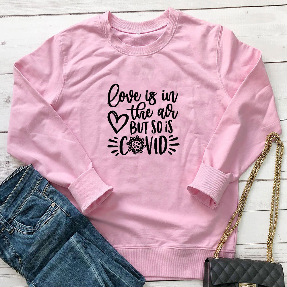 Letter printed round neck hoodie