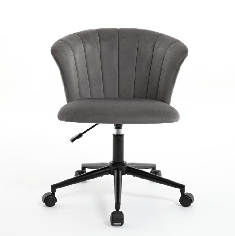 Gray & Black Velvet Swivel Office Chair