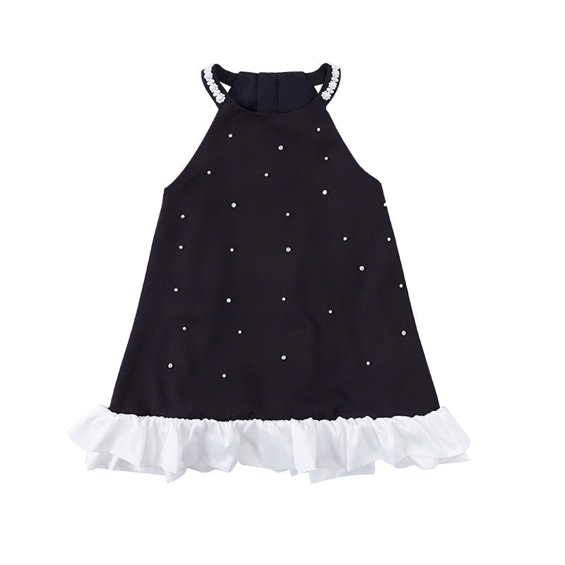 Children's Summer Dress Fashion Princess Sleeveless Black Dress for Girls