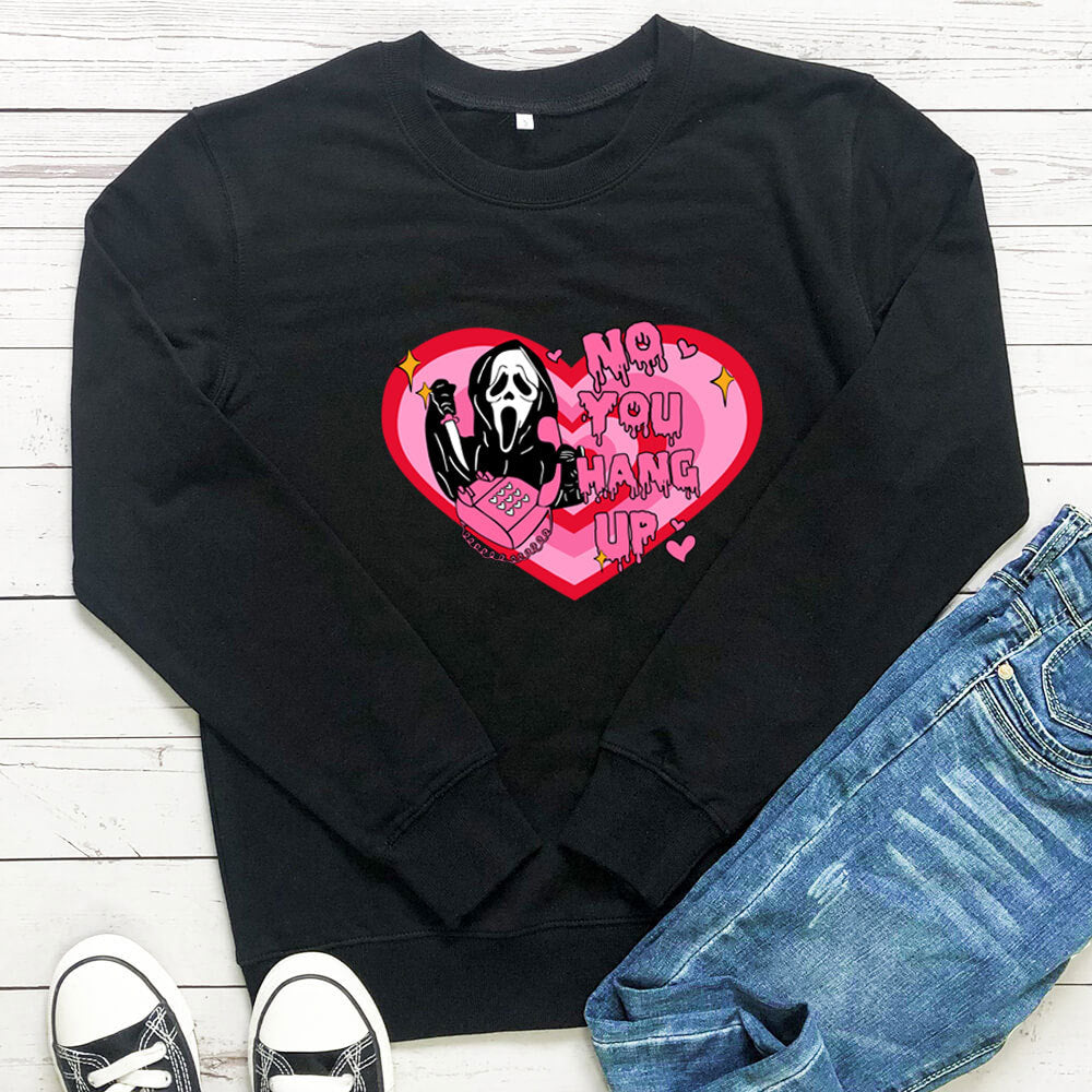 Women's Love-Print Loose Crewneck Sweatshirt