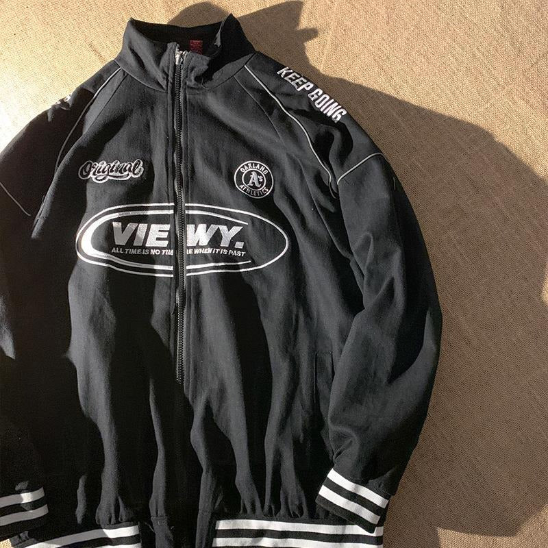 Women's Letter-Print Baseball Bomber Jacket