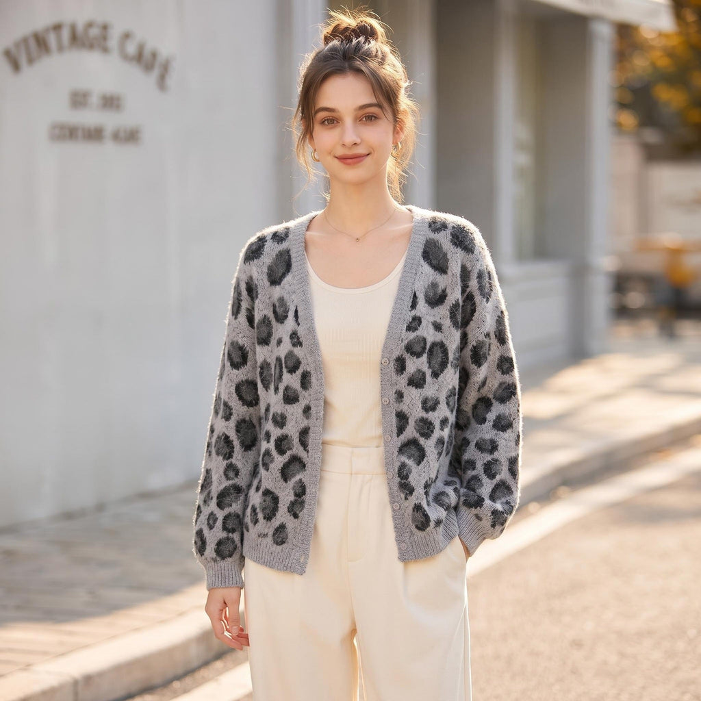Leopard print V-neck sweater eprolo