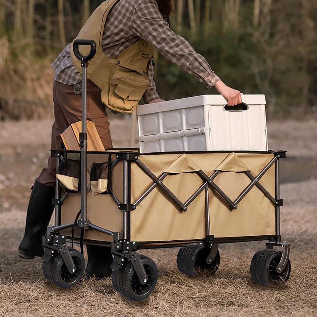 Collapsible Push-Pull Beach Wagon – Grayish Brown