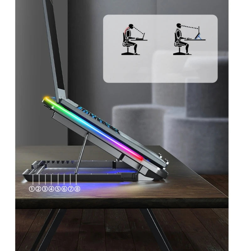 6-Fan LED Laptop Cooling Pad with Phone Holder