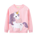 Girls' Pink Cotton Cartoon Hoodie
