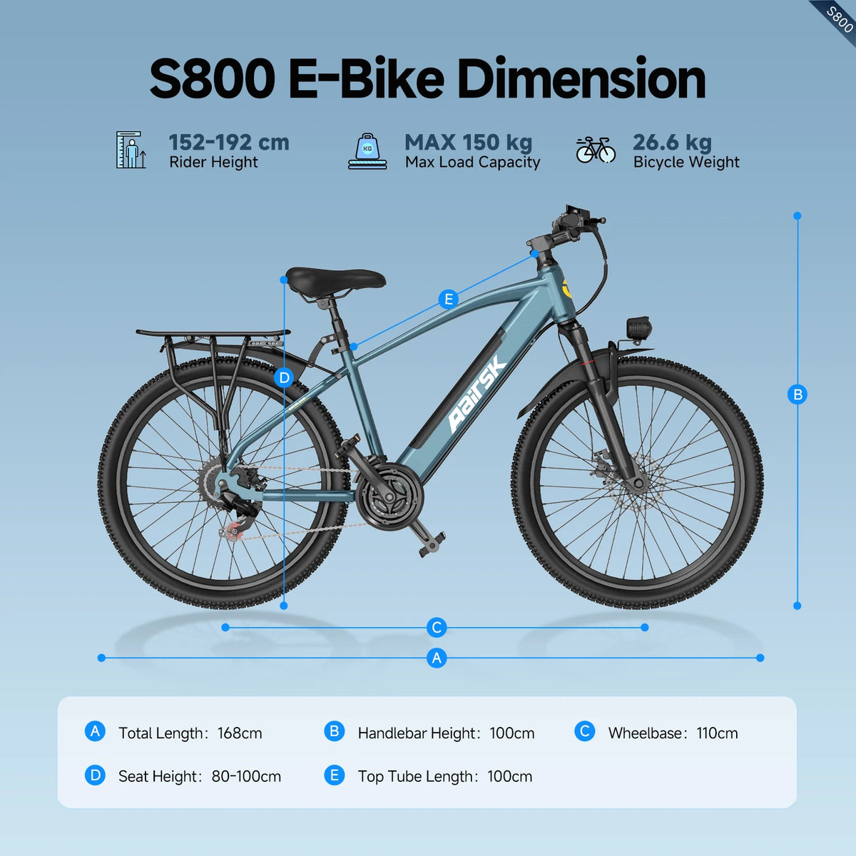 Aairsk S800 26-Inch 250W Electric Mountain Bike