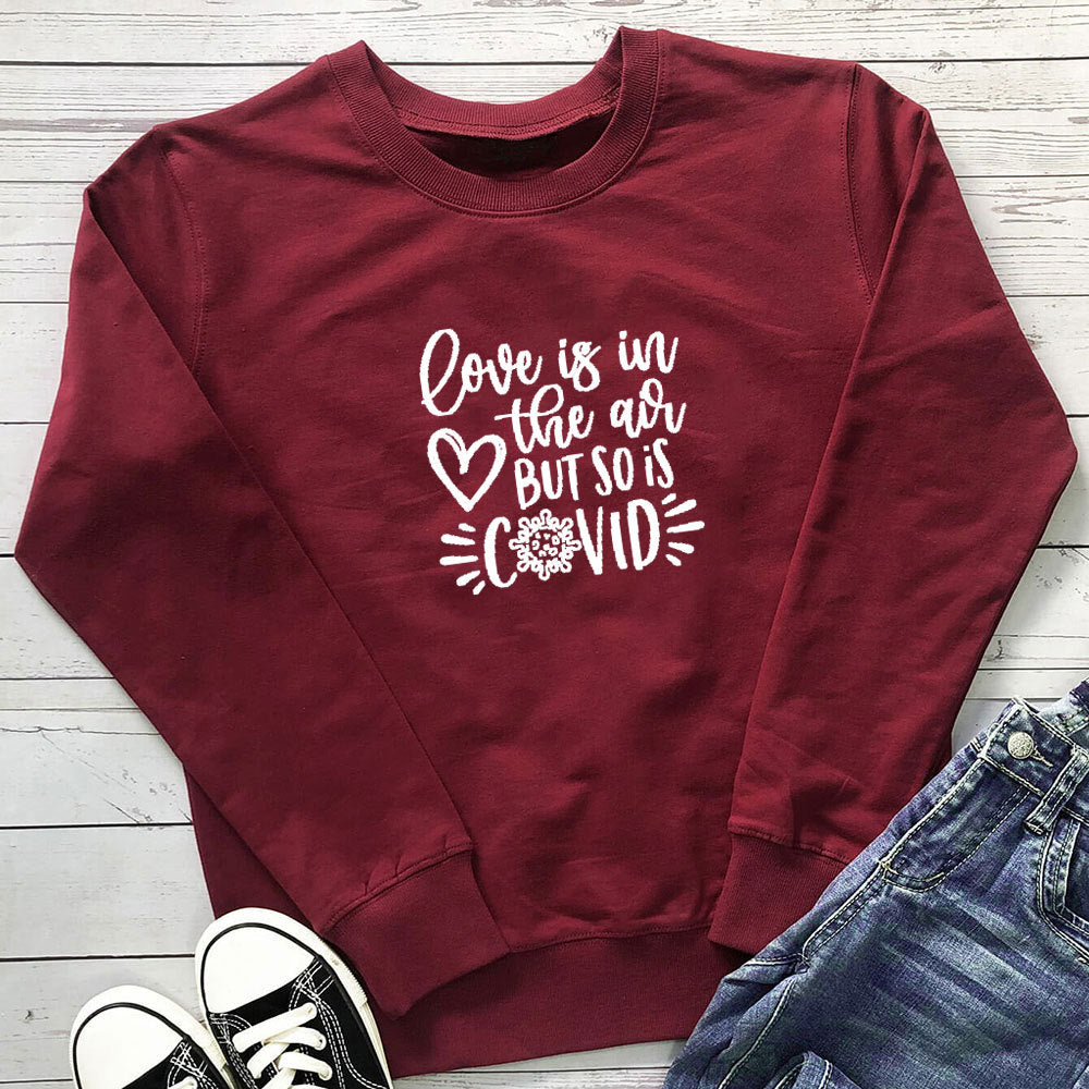 Letter printed round neck hoodie