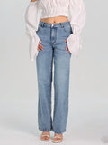 Women's High-Waisted Straight-Leg Jeans – Light Wash