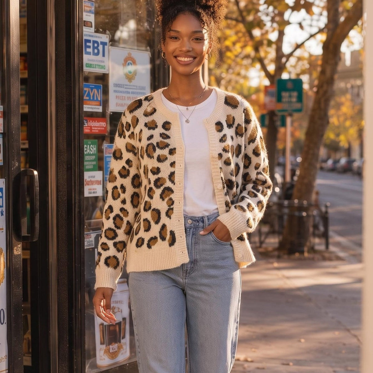 Leopard print V-neck sweater eprolo
