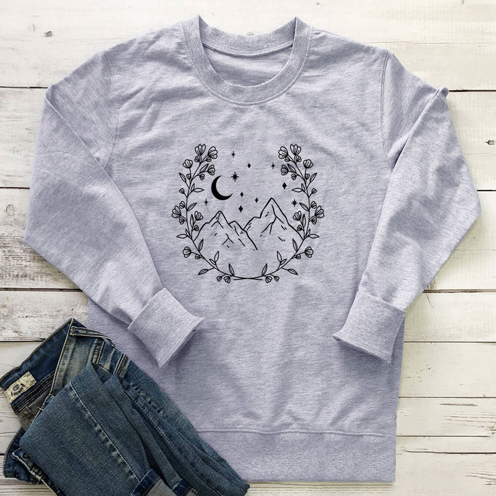 Women's Printed Loose Crewneck Sweatshirt — Design 1