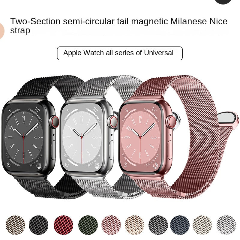 Compatible with Apple Watch, Two-Section Half-Circle Magnetic Milanese Steel Band for iWatch 11, Apple Watch Strap eprolo
