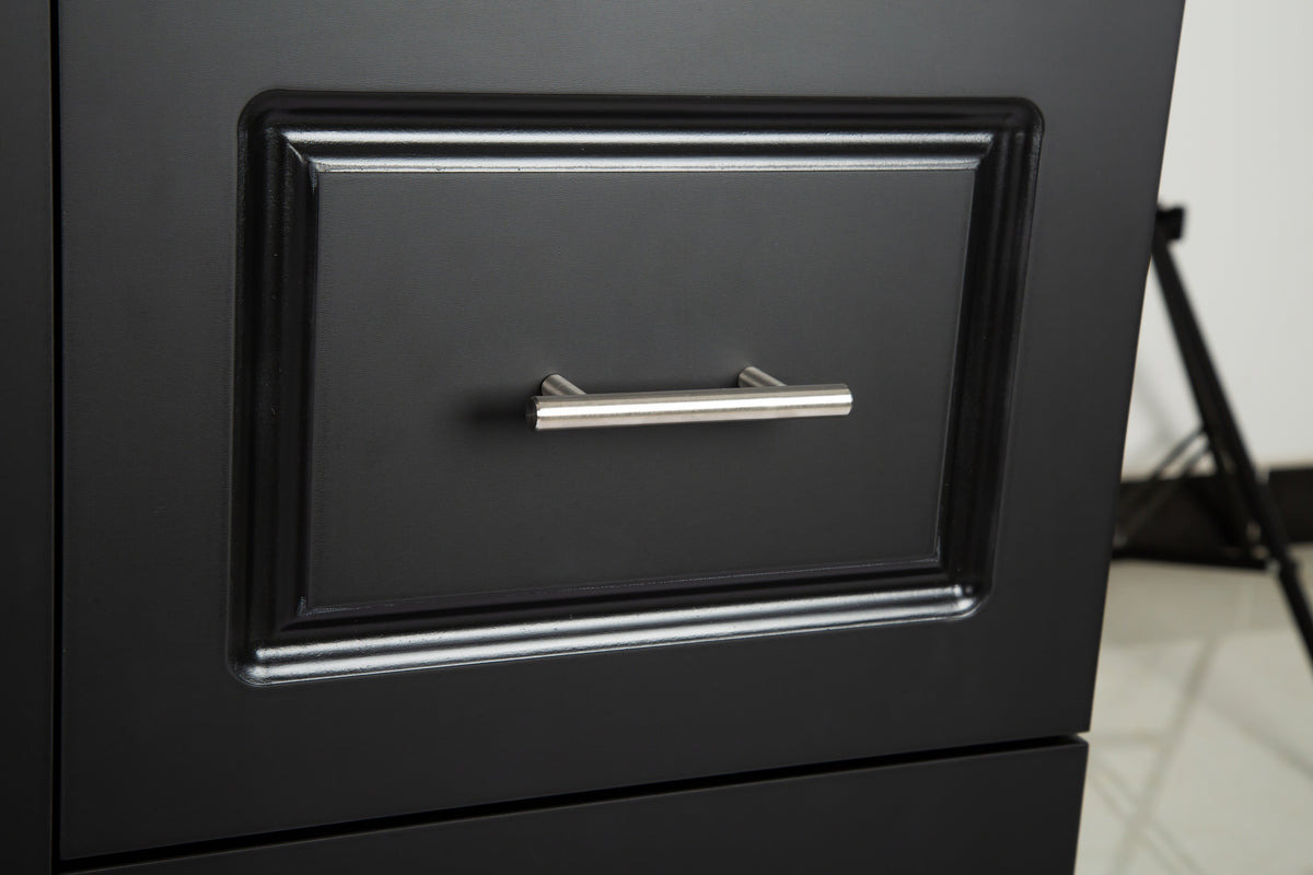 Black Rolling Kitchen Island with Extendable Rubber-Wood Top
