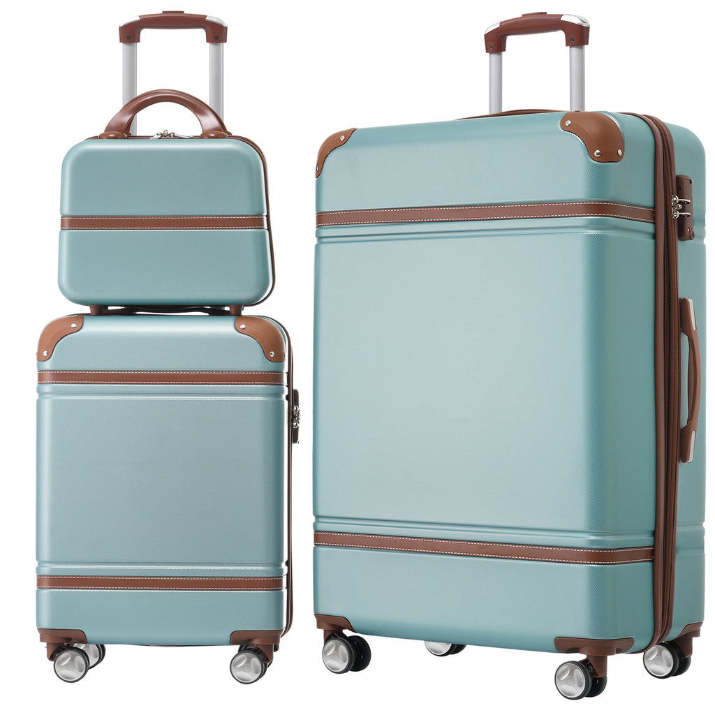 3-Piece Hardshell Spinner Luggage Set with Cosmetic Case – Green