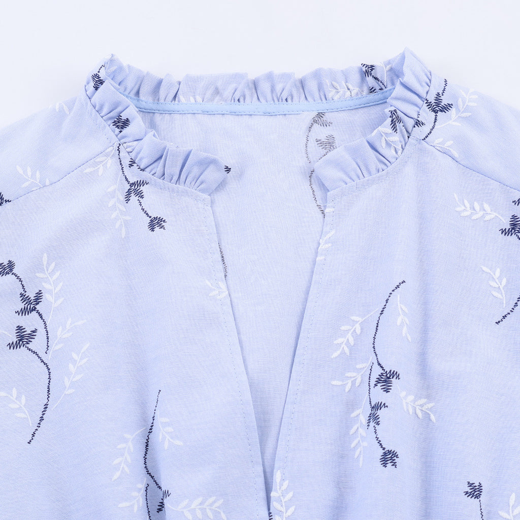 Women's Ruffle-Collar Printed Vacation Dress