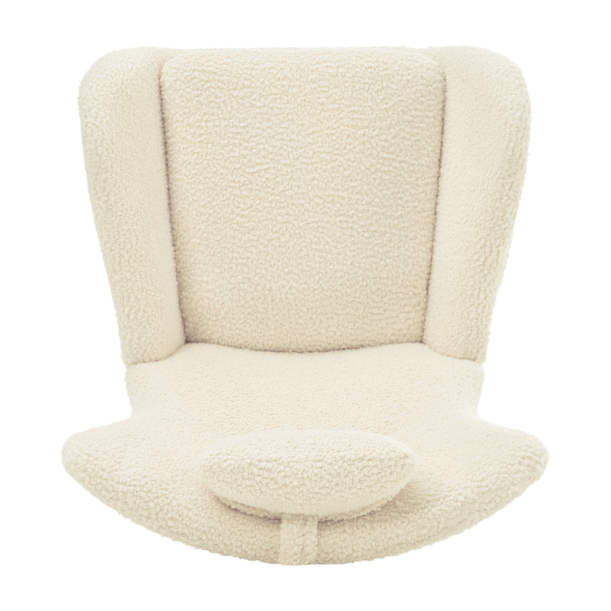Beige Upholstered Rocking Chair with Adjustable Headrest & Side Pocket