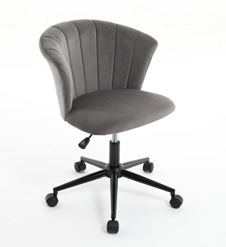 Gray & Black Velvet Swivel Office Chair