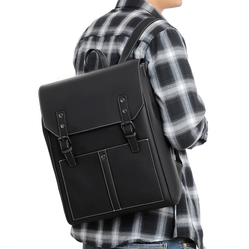Men's 20–35L PU Leather Computer Backpack