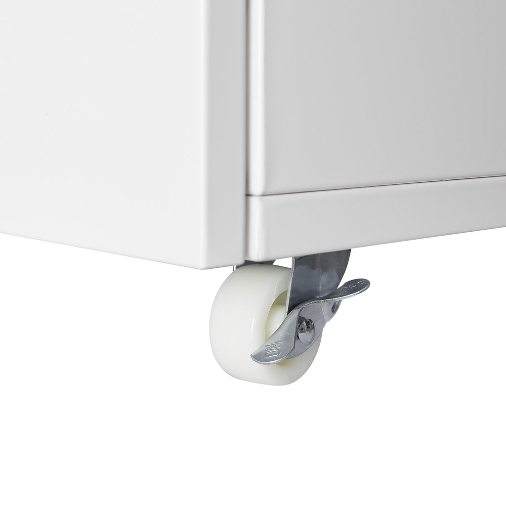 White Mobile Steel Copier Stand Cabinet