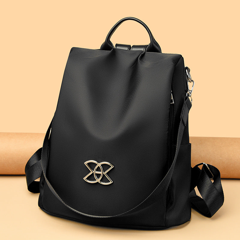 Women's Contrast-Color Nylon Travel Backpack