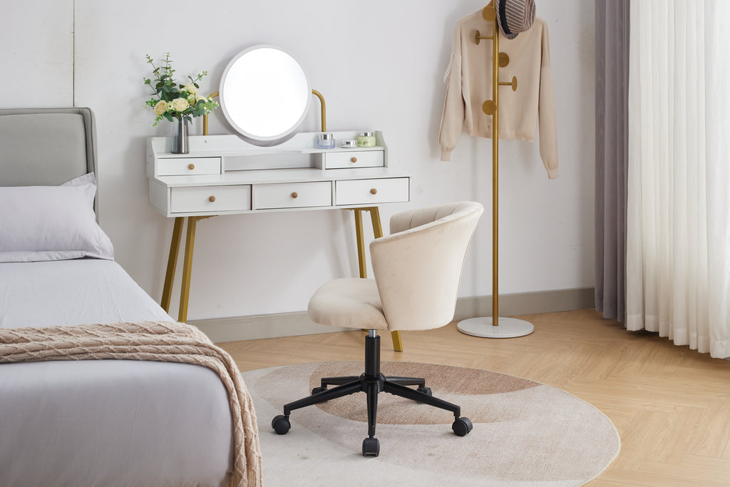Camel Velvet-Style Swivel Office Chair