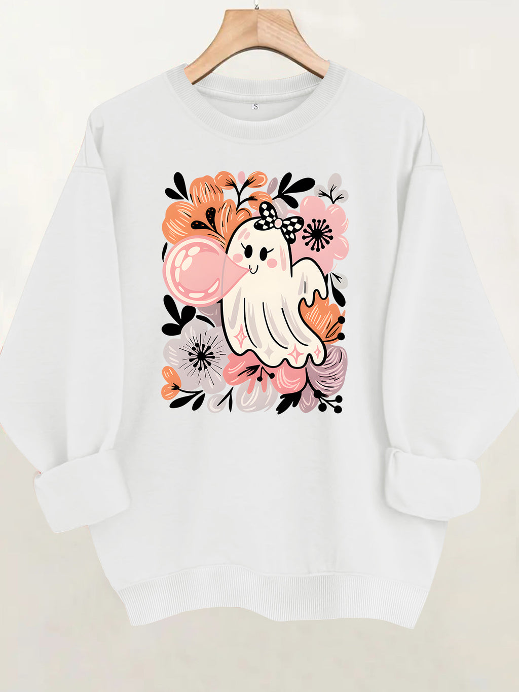 Women's Printed Lantern-Sleeve Crewneck Sweatshirt
