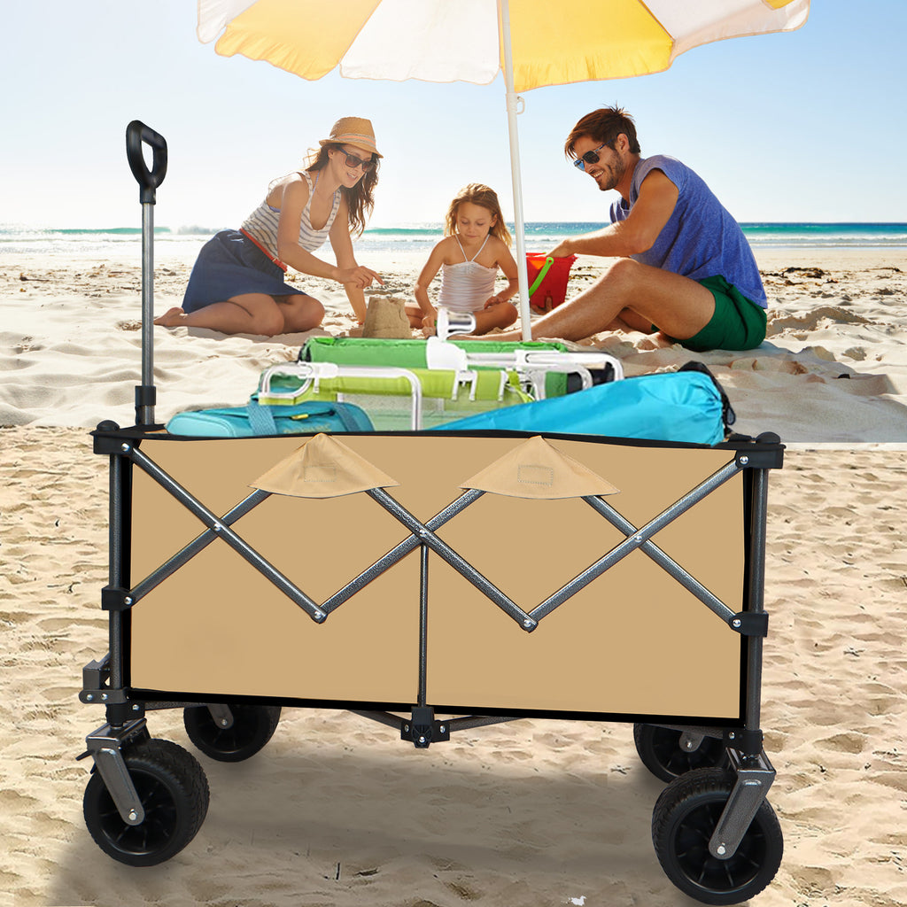Collapsible Push-Pull Beach Wagon – Grayish Brown