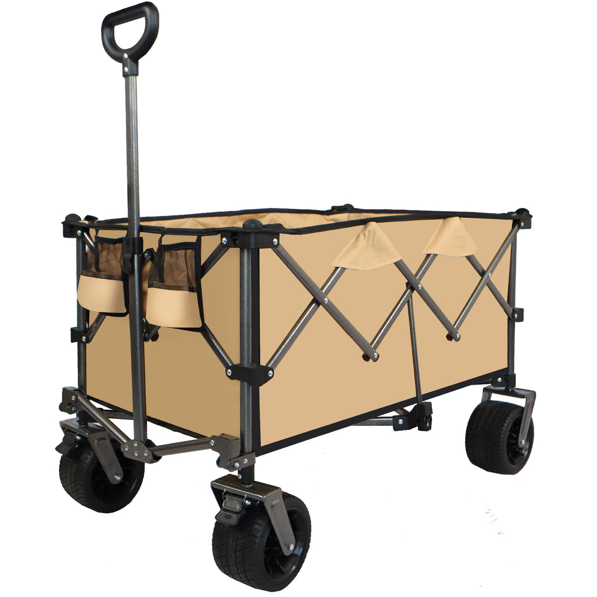 Collapsible Push-Pull Beach Wagon – Grayish Brown
