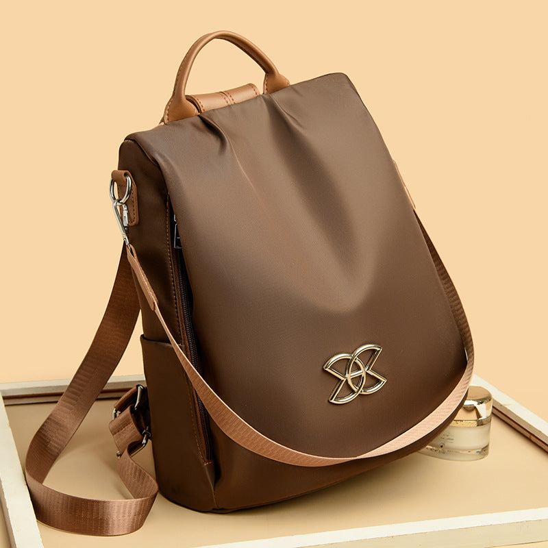 Women's Contrast-Color Nylon Travel Backpack