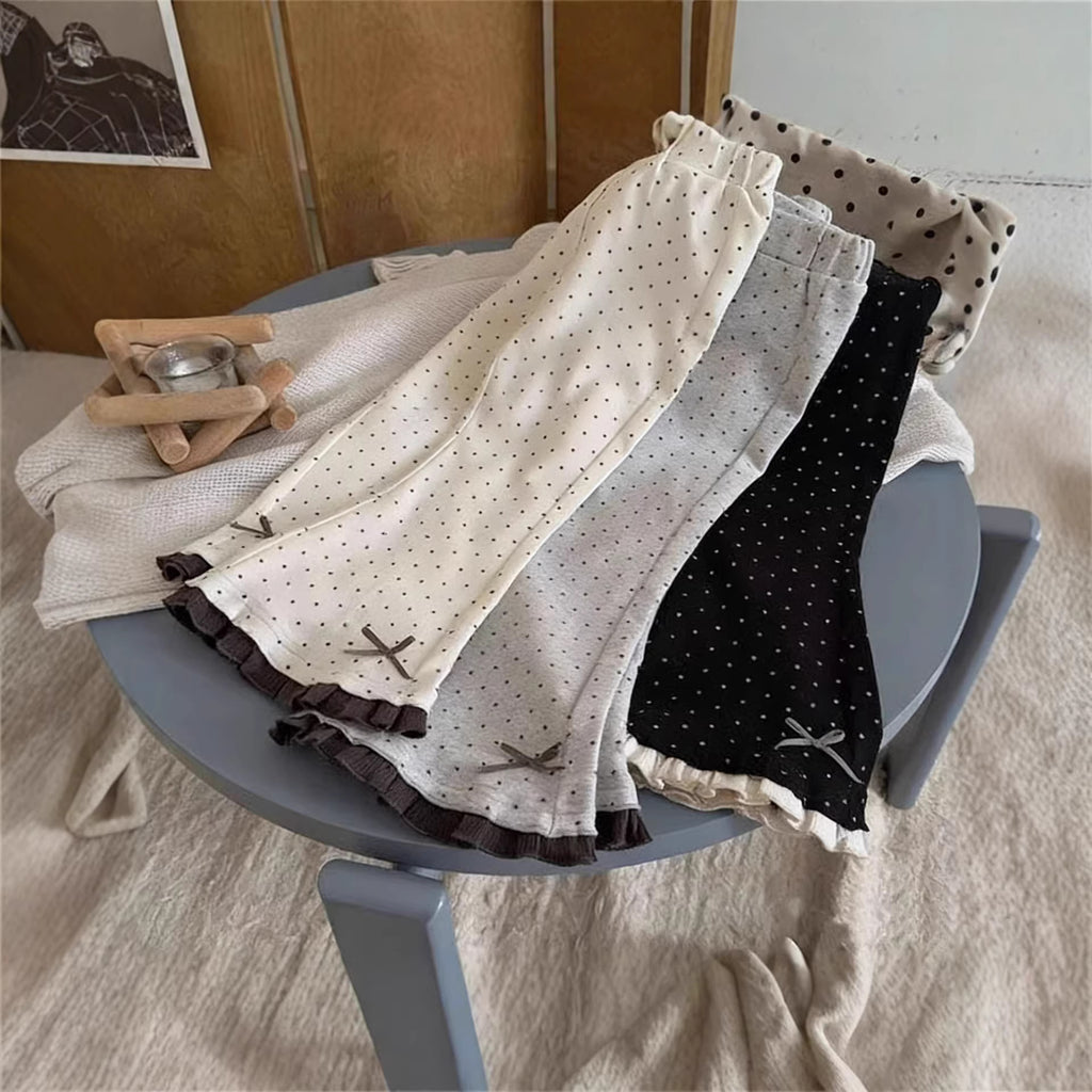 Flared Polka Dot Casual Pants Retro Fashion for Toddler Girls